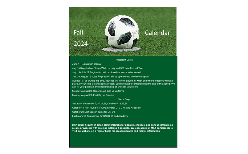 Fall 2024 Calendar